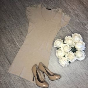 LAST WOMAN cream sweater dress